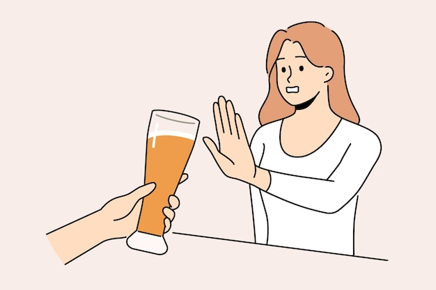 Woman refuse from beer