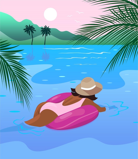 Woman relaxing on the water