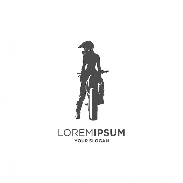 woman rider supermoto bike silhouette logo