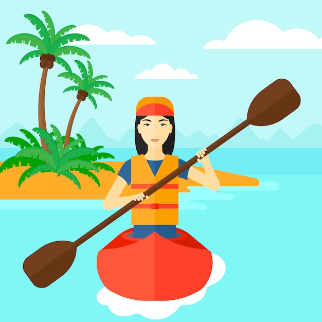 Woman riding in canoe