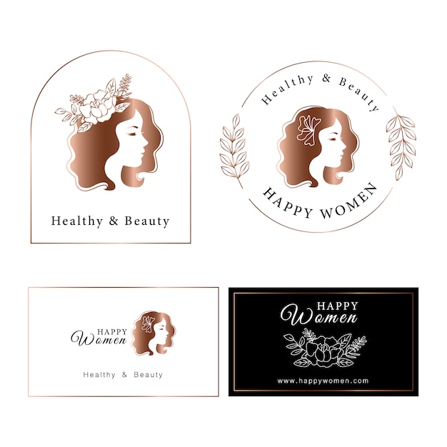 Woman rose gold gradient logo design.