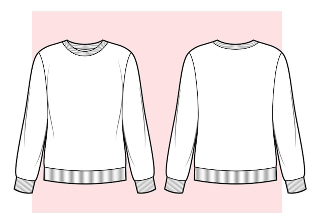 Woman round neck sweatshirt vector template