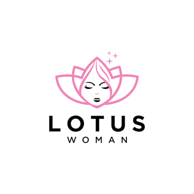 Woman's Face Integrated Lotus Flower Logo