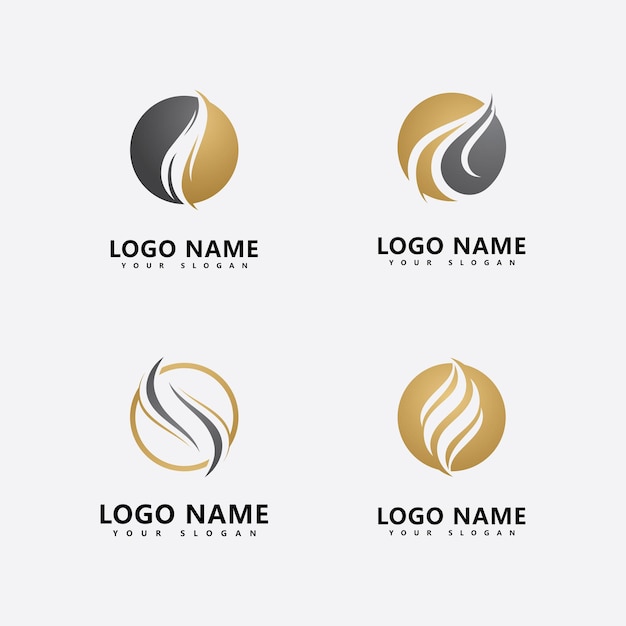 Woman's Hair logo  hair wave icon  vector template