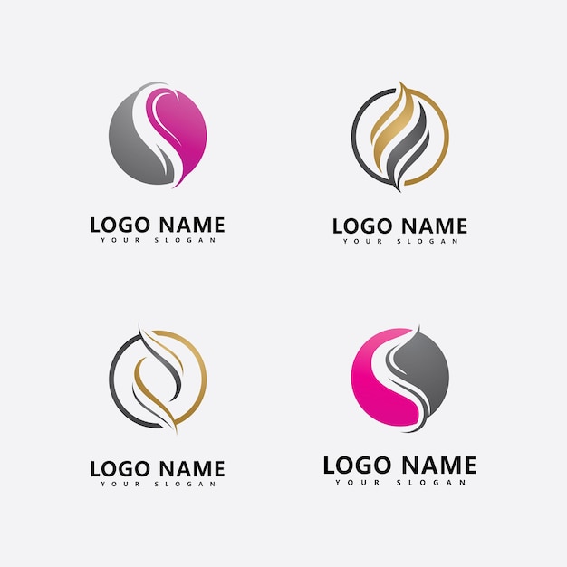 Woman's Hair logo  hair wave icon  vector template