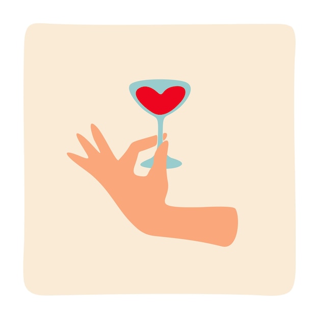 Woman's hand with wineglass Vector isolated illustration