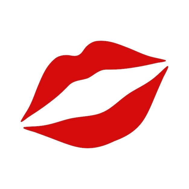 Woman's red lips vector icon Isolated glyph on white background