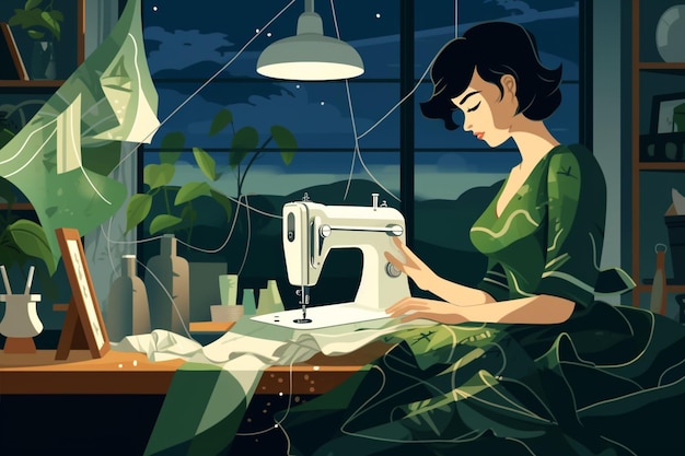 Vector woman sewing design vector illustration