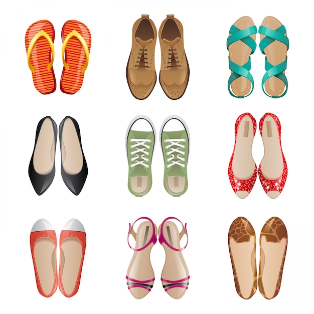 Woman shoes icon set