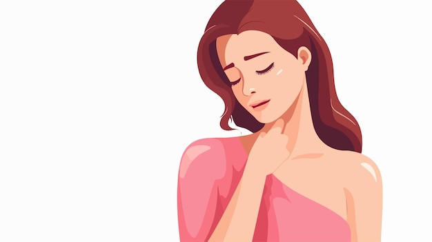 Woman Shoulder Pain Line Illustration