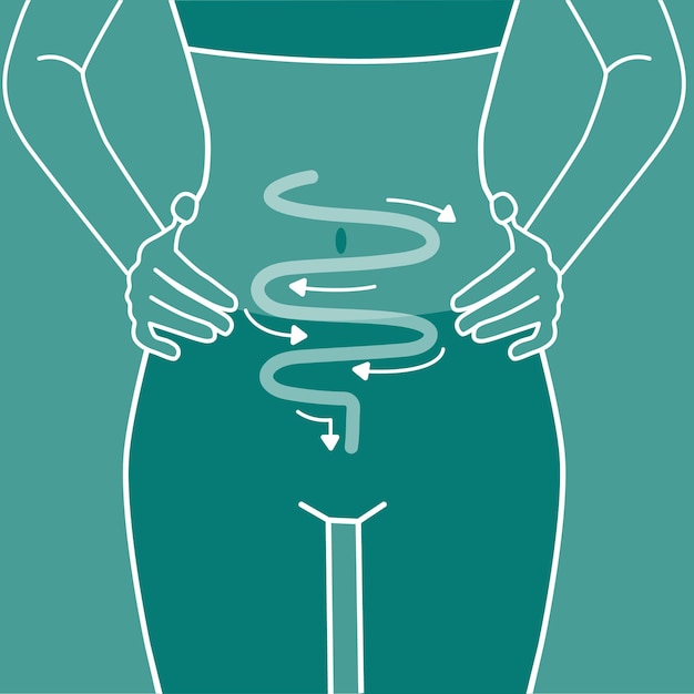 Woman silhouette intestine regularity