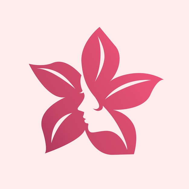 Woman silhouette logo heart flower isolated face logo