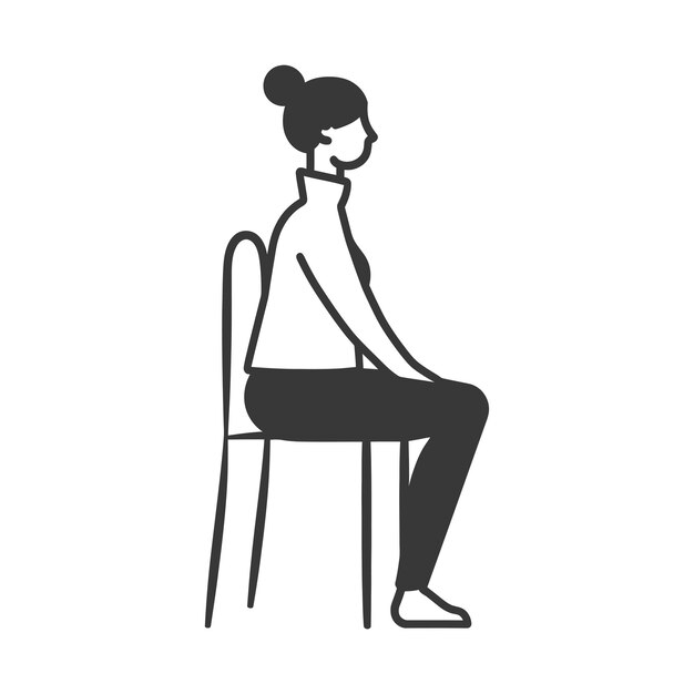 Vector a woman sits on a chair with her legs crossed