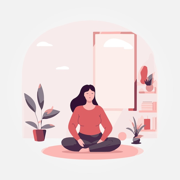 woman sitting meditating vector illustration