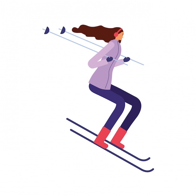 Woman skiing in the winter season