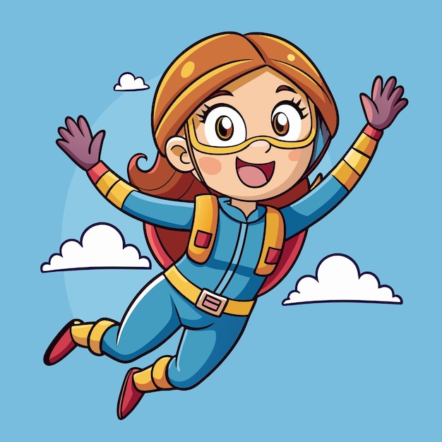 Vector woman skydiving cartoon avatar