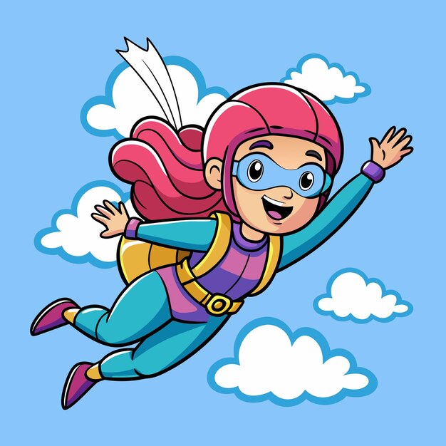 Vector woman skydiving cartoon character design