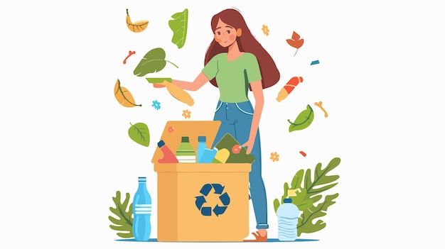 Woman Sorting Waste Plastic and Using Eco Transport