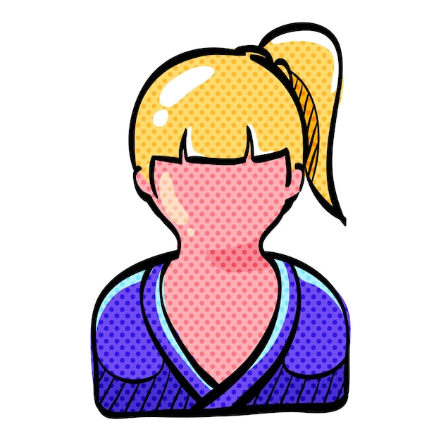 Woman spa client halftone icon hand drawn color vector illustration