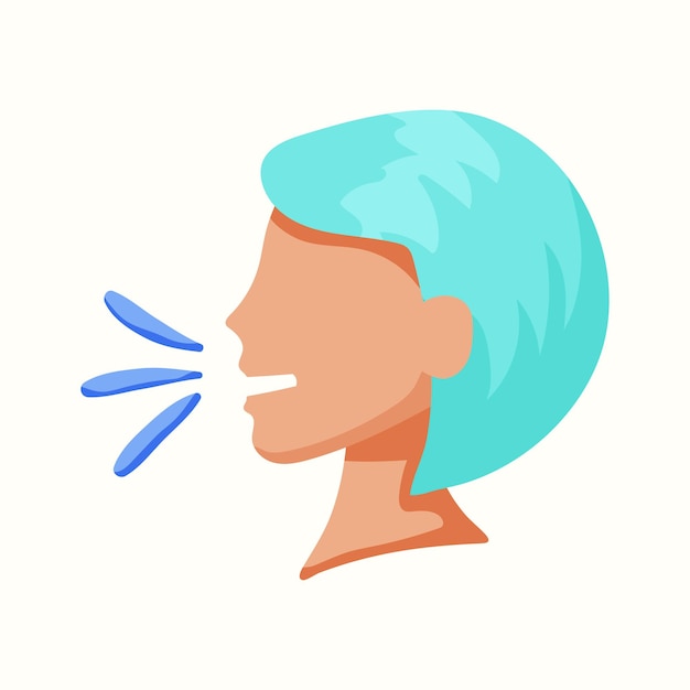 Woman speaks in profile.Vector illustration