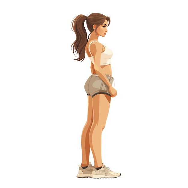 A woman in sports clothes in the gym a flat illustration isolated on a white background concept