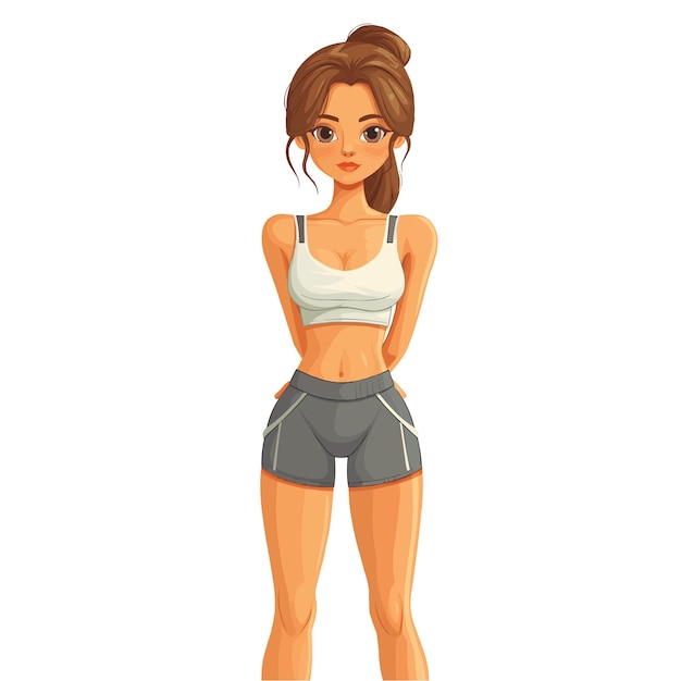 A woman in sports clothes in the gym a flat illustration isolated on a white background concept