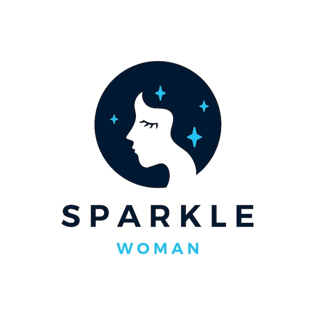 Woman Stars Sparkle Logo Vector Icon Illustration