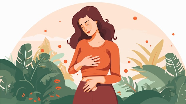 Woman Suffering from Stomach Problems Flat UI Design