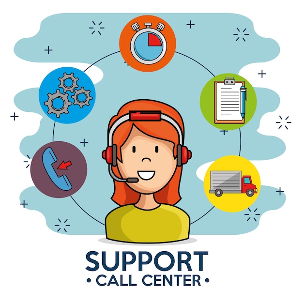 Woman Support Call center phone service