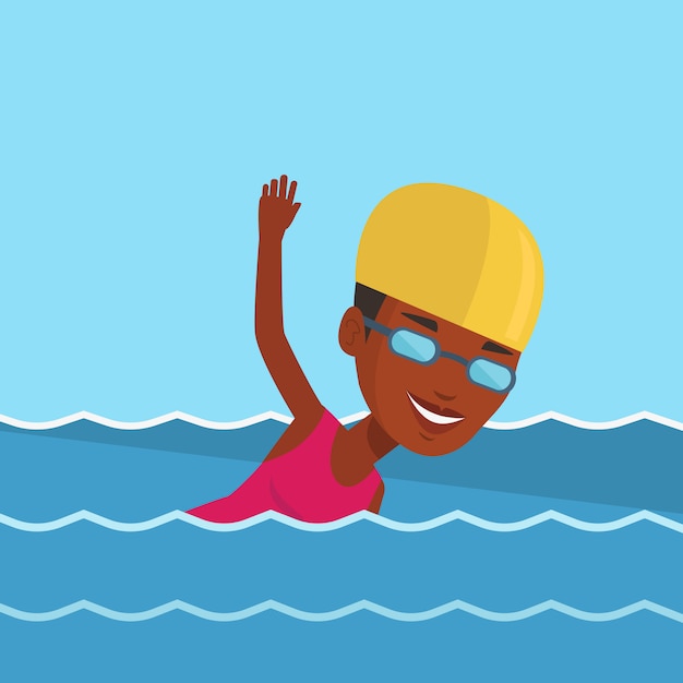 Woman swimming vector illustration.