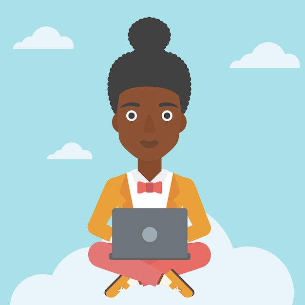 Woman using cloud computing technology.