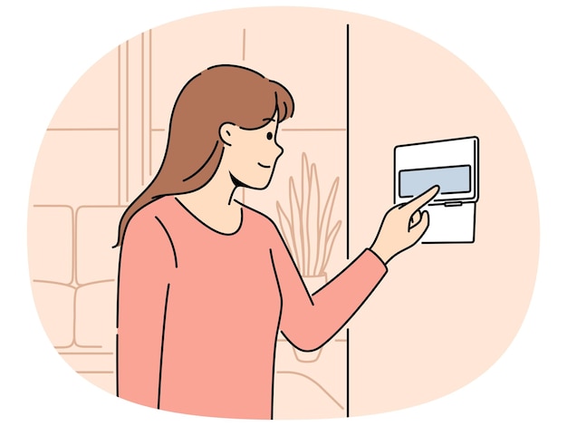 Woman using smart home system