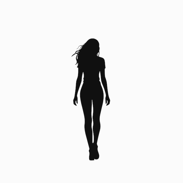 Woman walking silhouette vector illustration