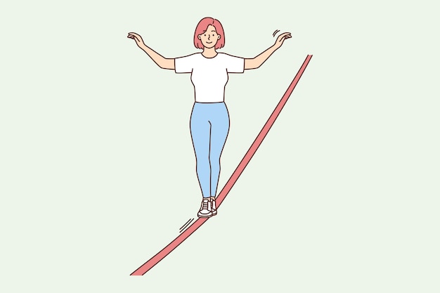 Woman walking tightrope