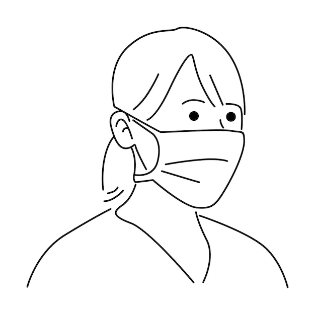 Woman wearing disposable medical surgical face mask