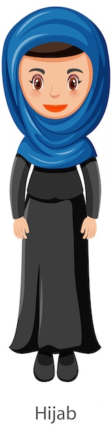 A woman wearing Hijab Islamic traditional veil cartoon character