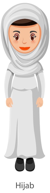 A woman wearing Hijab Islamic traditional veil cartoon character