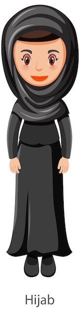 A woman wearing Hijab Islamic traditional veil cartoon character