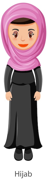 A woman wearing Hijab Islamic traditional veil cartoon character