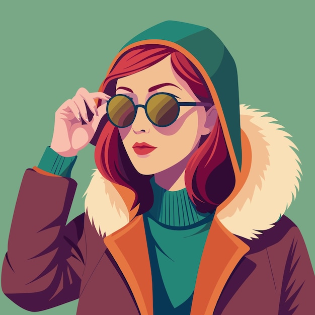 Vector a woman wearing a jacket that says quot she is wearing a green hoodie quot