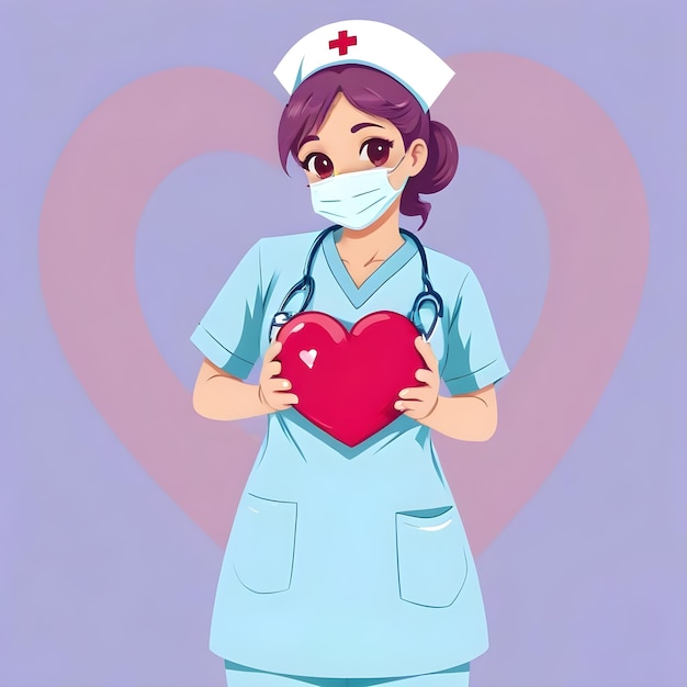 a woman wearing a nurses uniform with a heart on her face