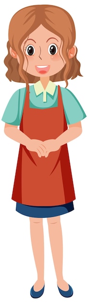 Woman wearing red apron