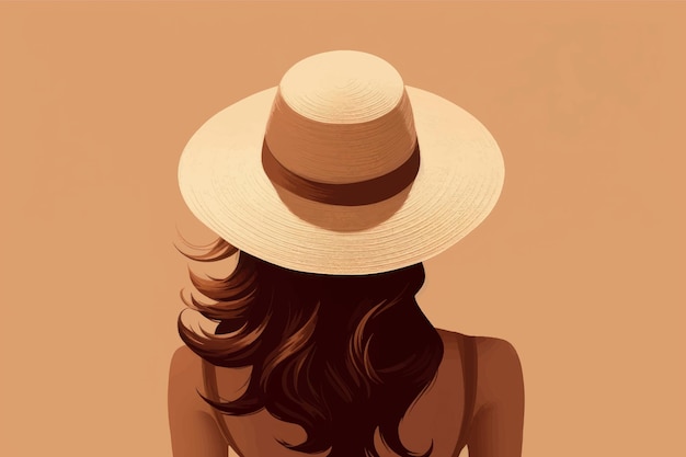 Vector woman wearing widebrimmed hat