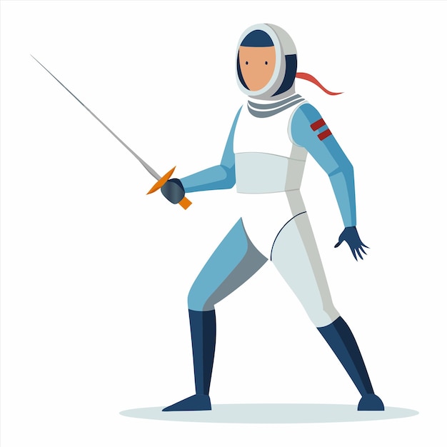 Vector a woman in a white and blue uniform with a sword in her hand