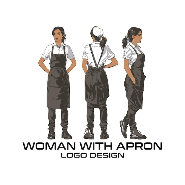 Vector woman with apron vector logo design