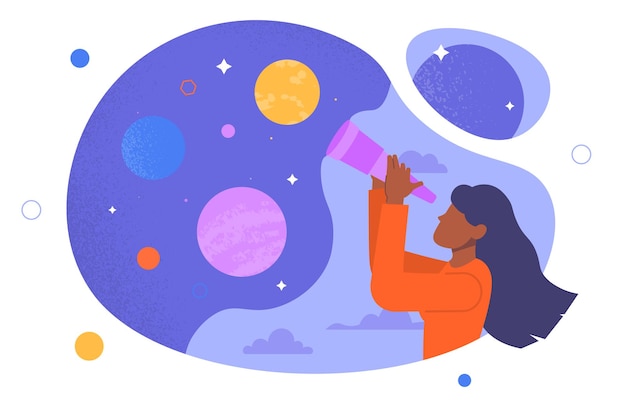 Woman with astronomy vector concept