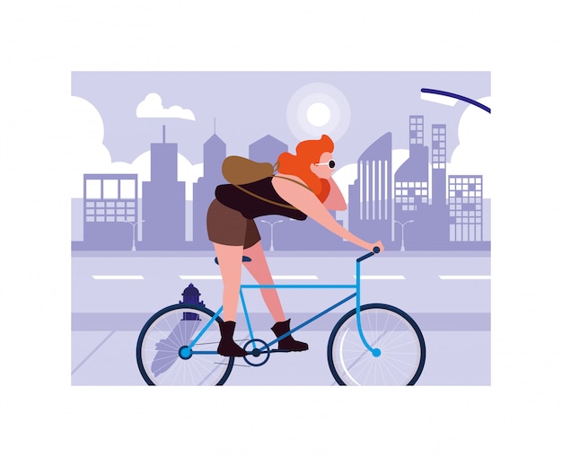 Woman with bicycle, woman with healthy lifestyle