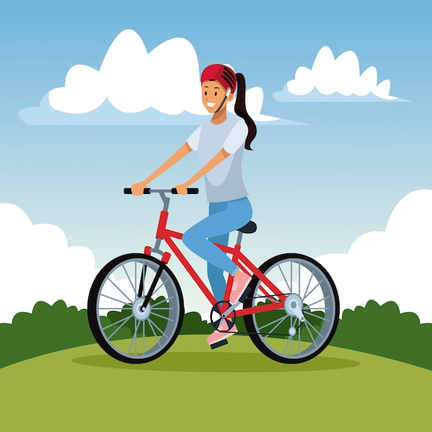 Woman with bike at park