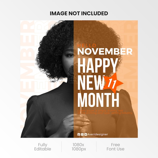 Vector a woman with a black haircut that says november happy new month