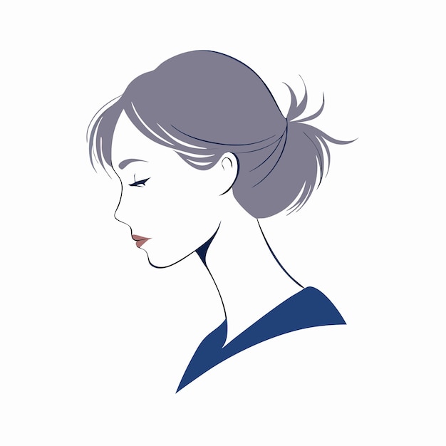 Vector a woman with a blue shirt on and a blue shirt that says  womens hair is in a ponytail